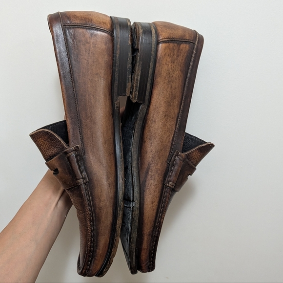 Bruno Magli Burnished Brown Slip On Penny Loafer Distressed Shoes 12.5 main image 11